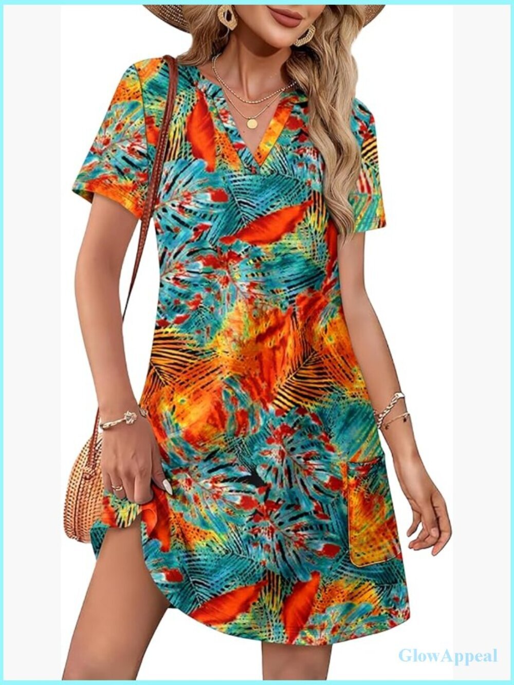 Womens Casual V Neck Midi Dress Short Sleeve Floral Sheath Lightweight Beach